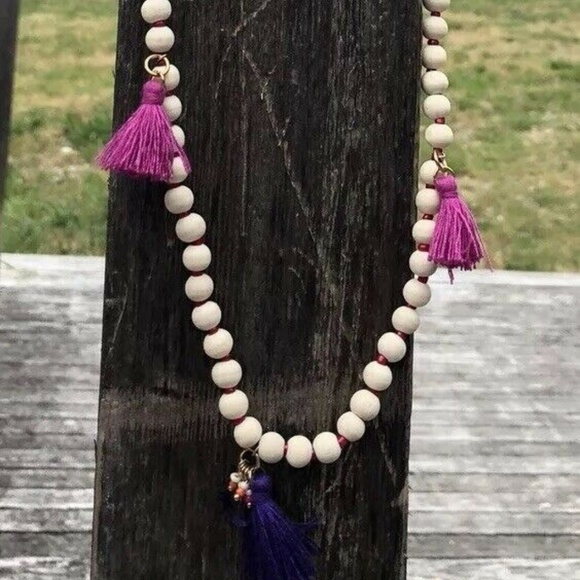 INC X Robert Rose Wood Bead Pink & Purple Necklace - Picture 3 of 8